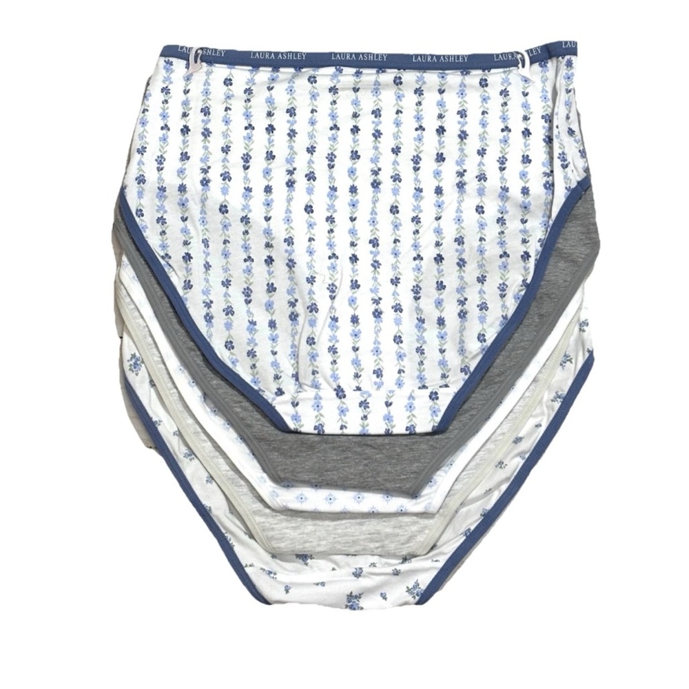 LAURA ASHLEY 5 PACK SOFT COTTON BRIEF PANTIES L ASSORTED FLORAL SOLIDS TAG FREE - Picture 5 of 8